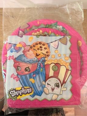 Shopkins Pink Party Plates with Cupcake, Cookie & Popcorn Characters - 2014